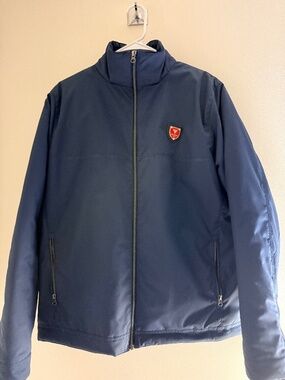 Men’s Navy Blue Quilted Lined Zip-Up Jacket – Size L